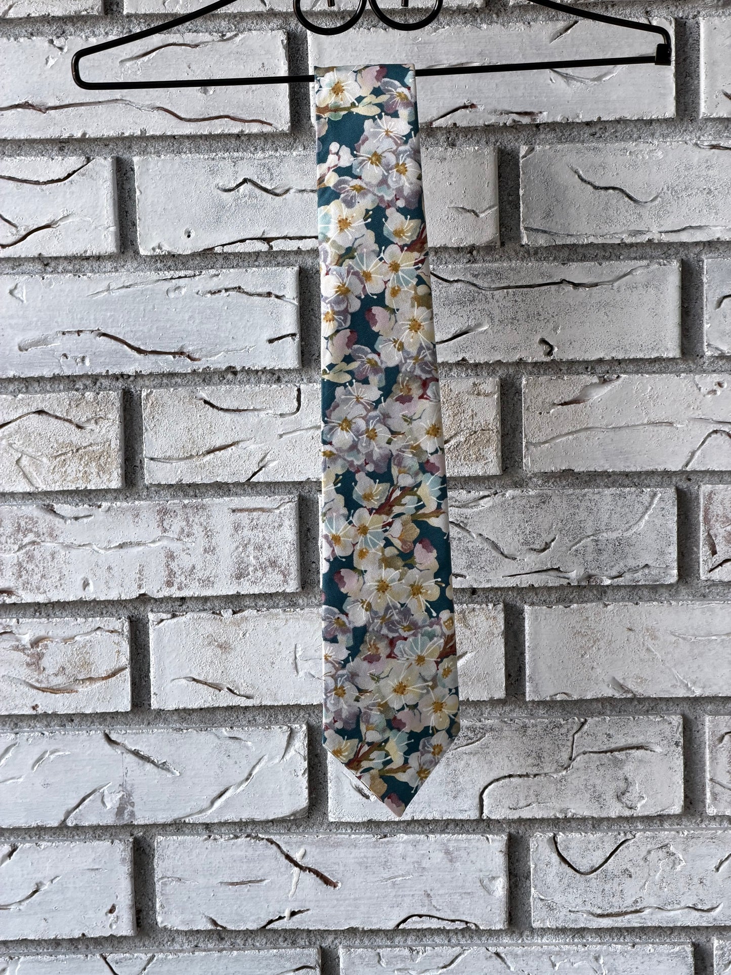 Spring Tie-Blue with White Blossoms