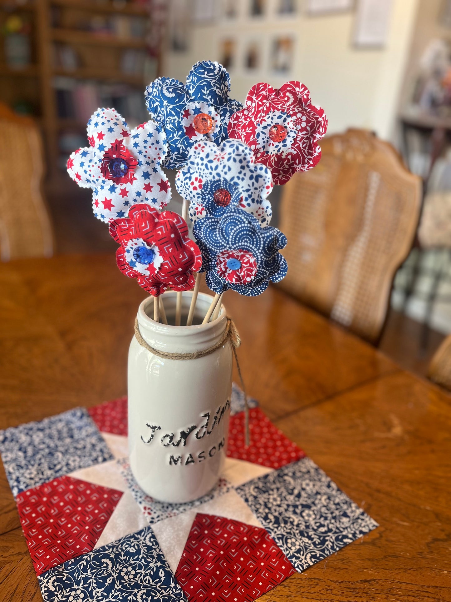 Flower Patch Patriotic Fabric Flowers (Set #2)