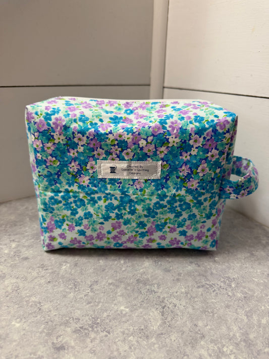 Makeup and Travel Bags-Blue/Purple Floral