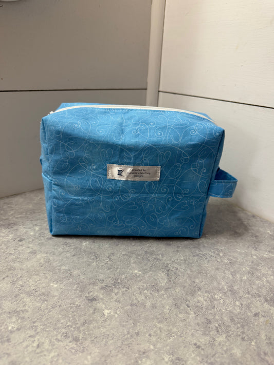Makeup and Travel Bag-Blue with Hearts