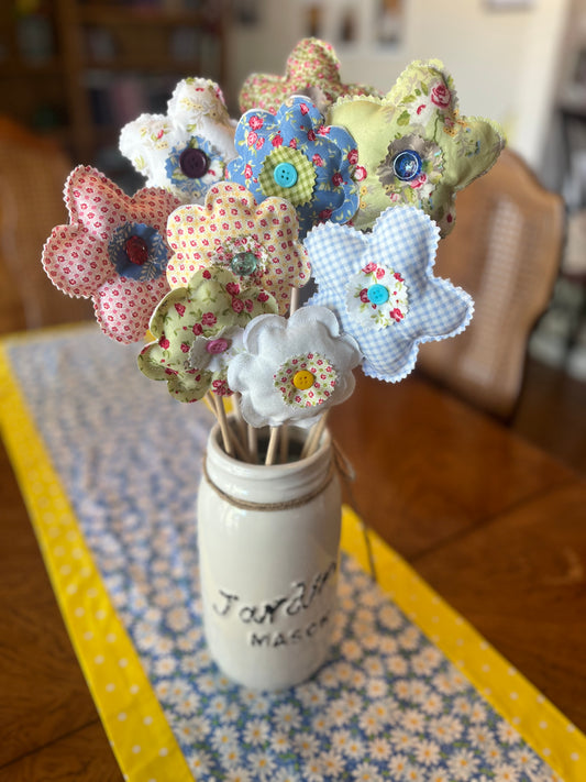 Flower Patch Fabric Flowers (9 Count)